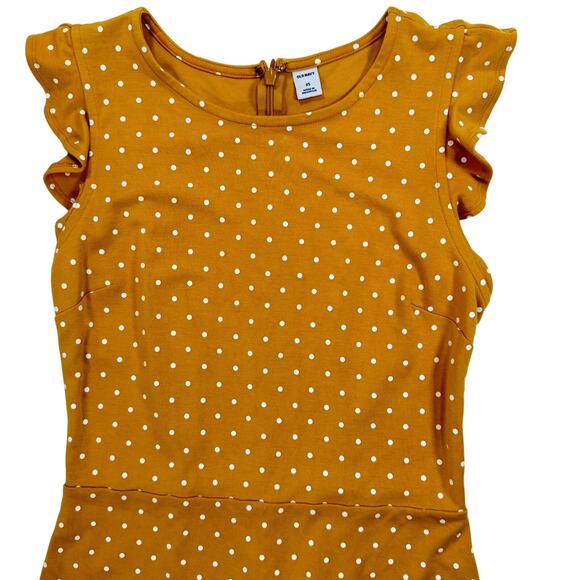 Old Navy Women’s XS Yellow Polka Dot Ruffle Hem Dress Casual Summer - Picture 4 of 6